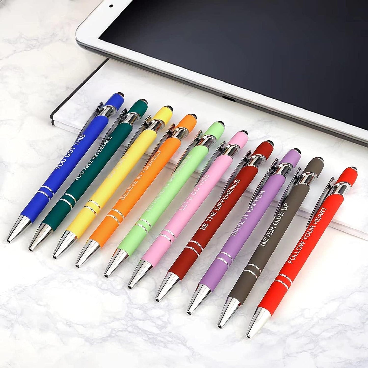 20 Pcs Inspirational Pens - Motivational Ballpoint Pens Bulk with quotes Stylus Tip Gifts for School Office Supplies Black Ink