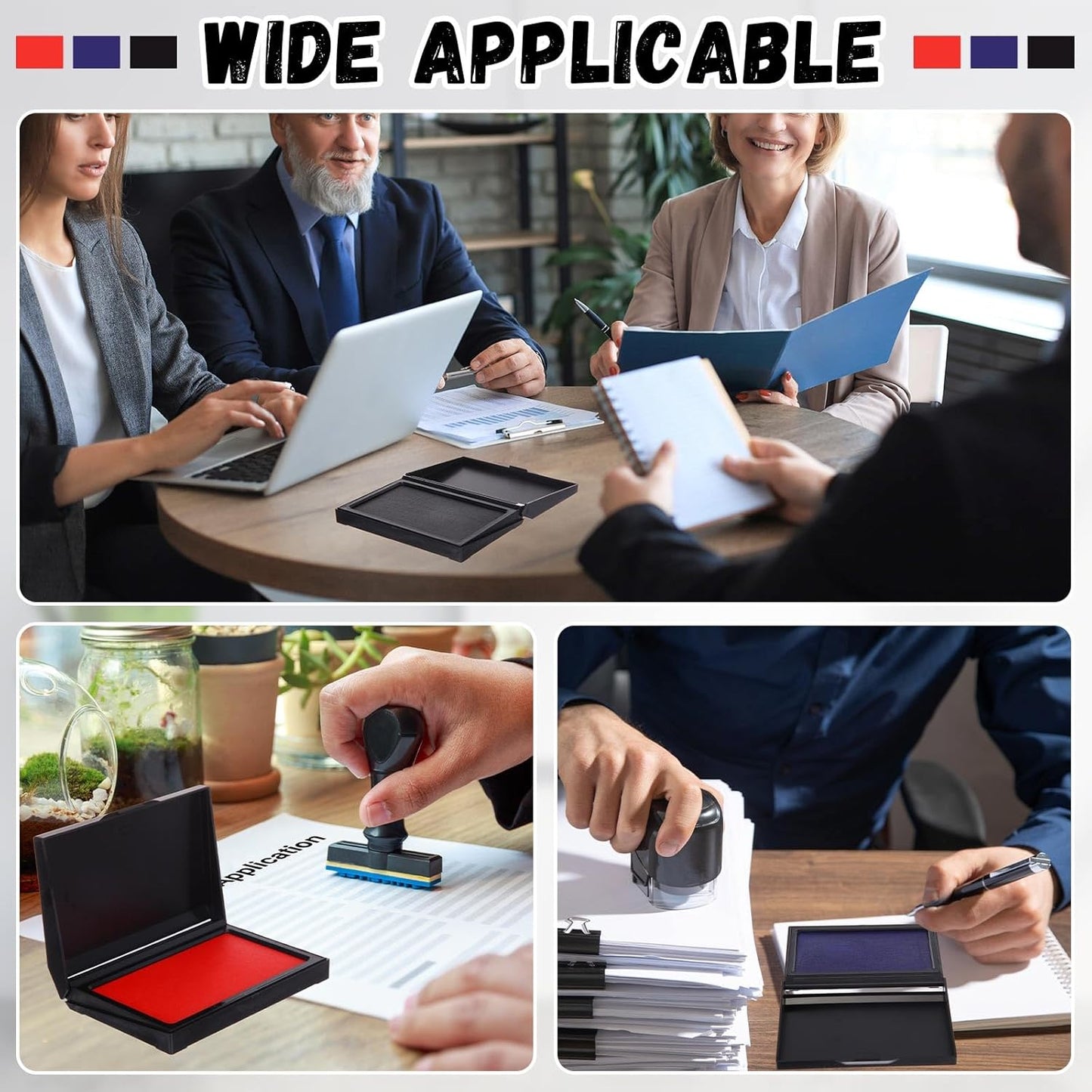 Janlaugh 9 Pack Colors Stamp Pads 4 x 3 Inch Quality Felt Pad Finger Print Ink Pad Black Red Blue Stamp Ink Pad for Rubber Stamp Paper Scrapbooking Wood Fabric