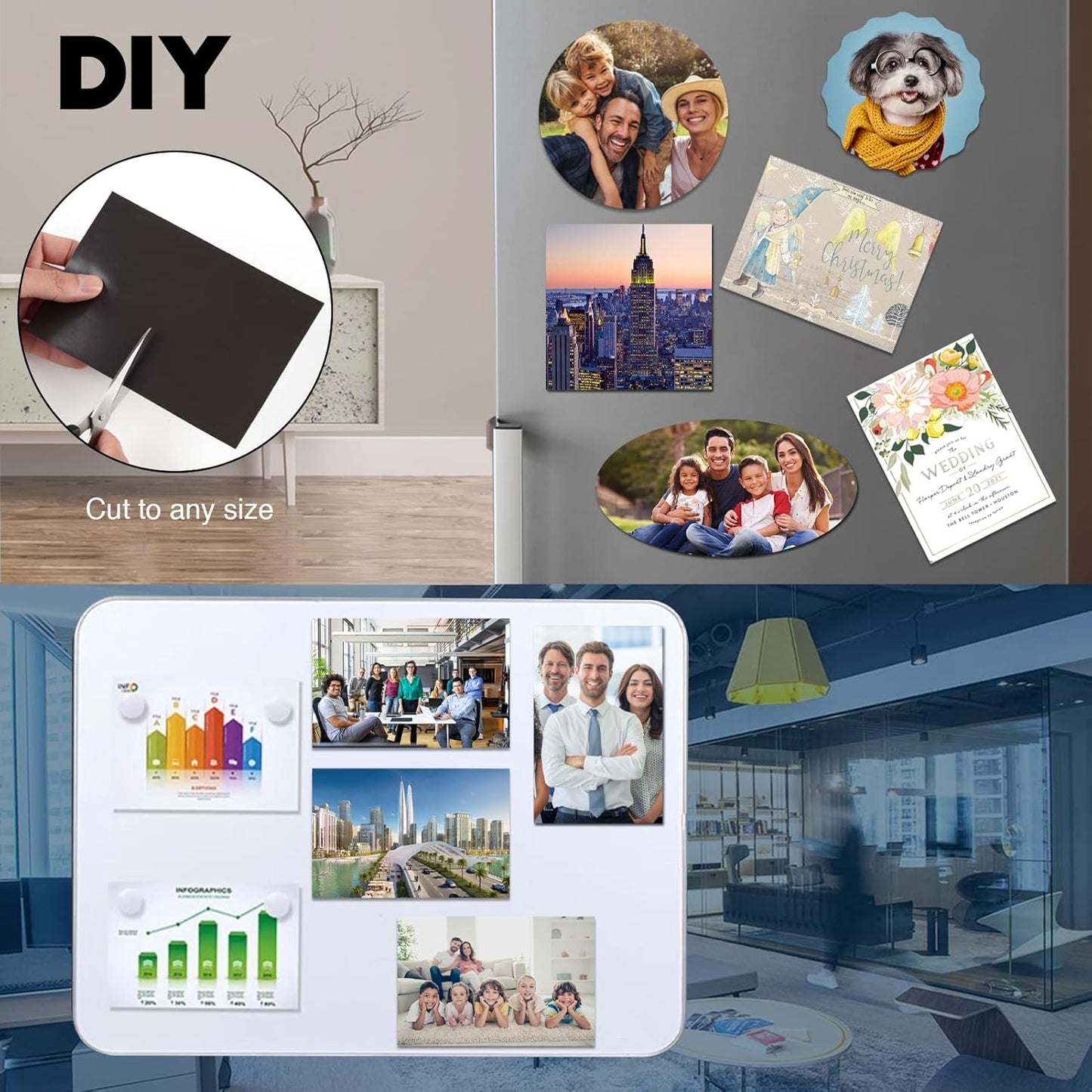 Magnetic Sheets with Adhesive Backing for Fridge 4x6 Pictures Magnets (Bulk Pack of 64),Adhesive Photo Magnets for Home/Classroom/Office/DIY Fridge Magnets