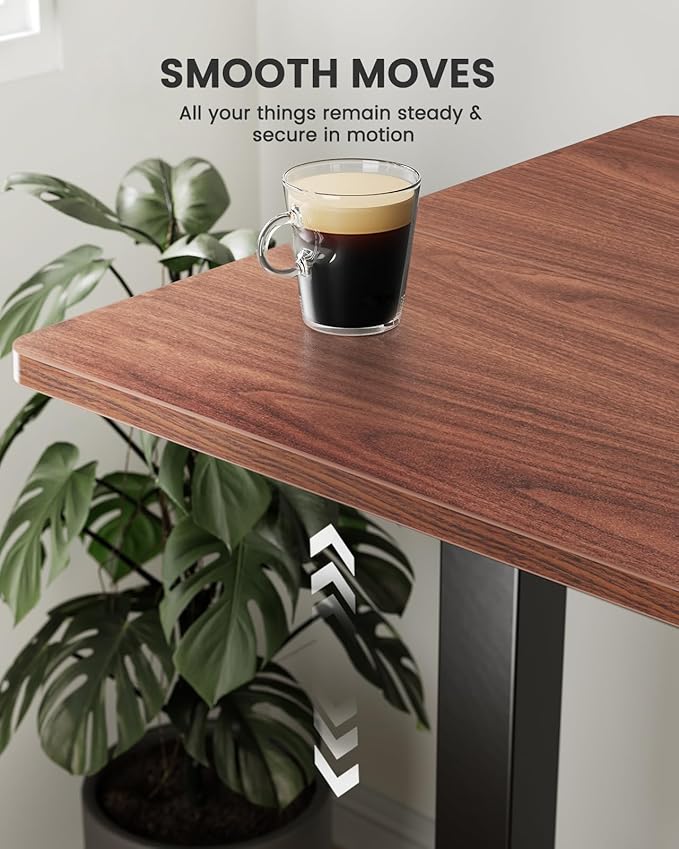 ErGear Electric Standing Desk, 44 x 24 Inches Height Adjustable Stand up Desk, Sit Stand Home Office Desk, with Two-Piece Desktop (Espresso)