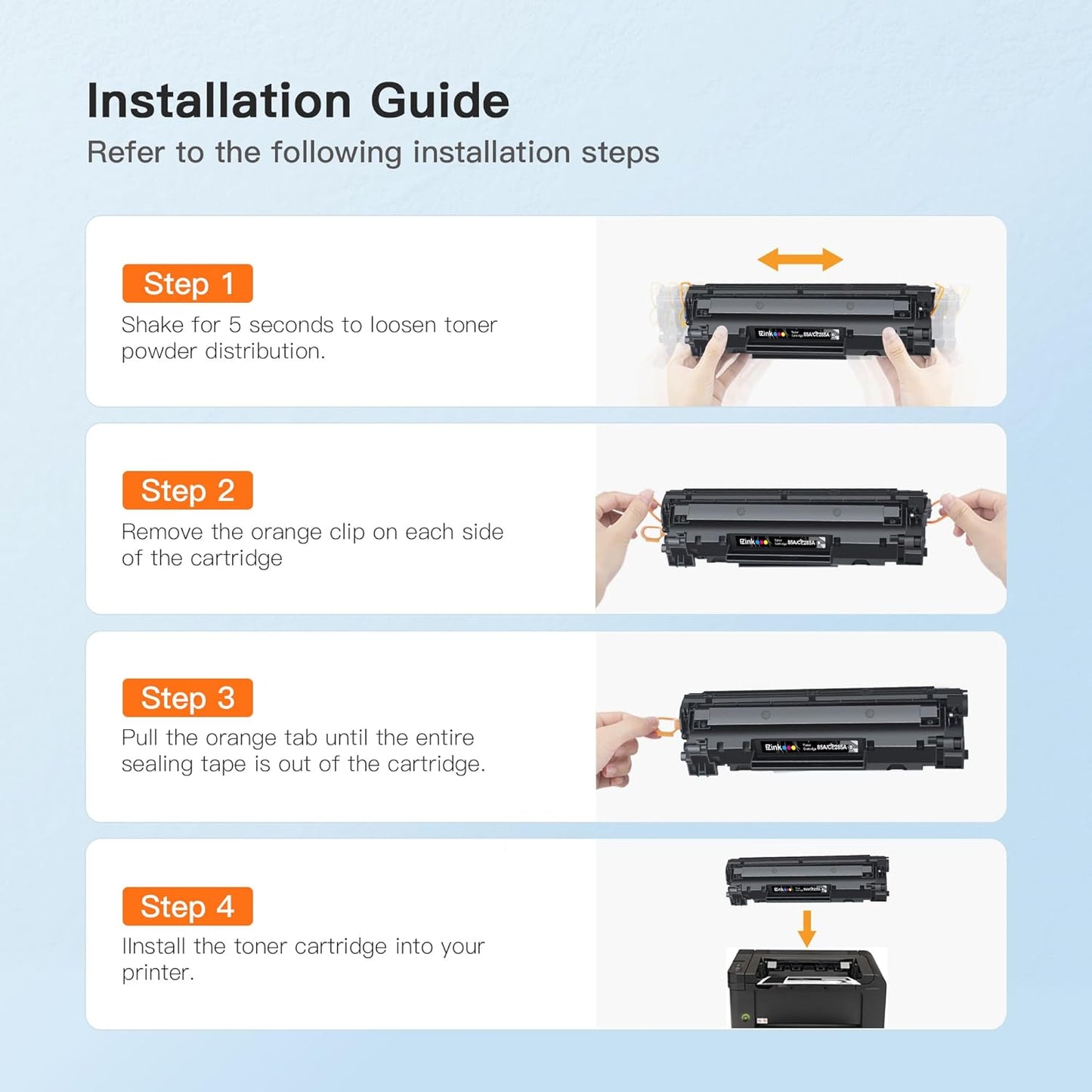 E-Z Ink 85A Black Compatible Toner Cartridge Replacement for HP 85A Black Toner Cartridge CE285A 85A CE285 Use for HP Laserjet p1102w P1102 P1109W M1217nfw M1212 M1212nf M1217 Pro Printer (2-Pack)