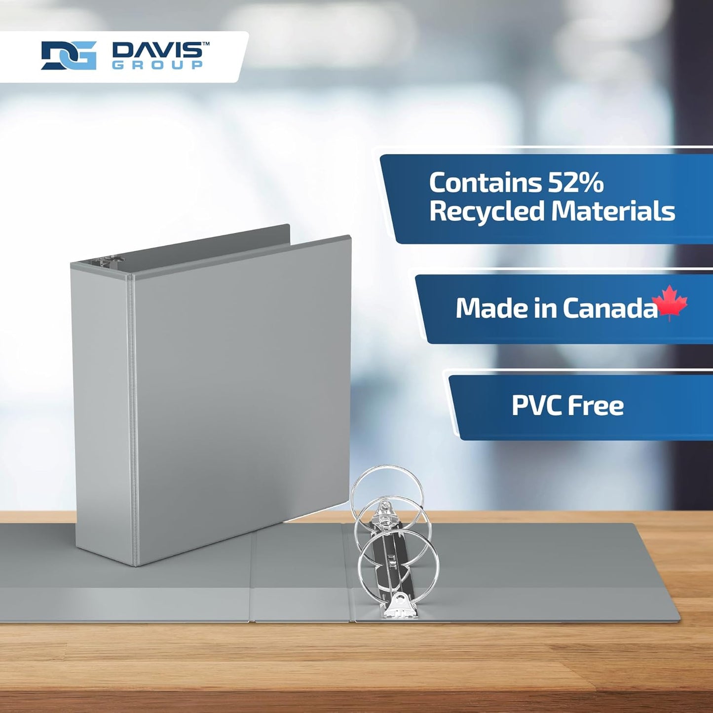 Easyview Premium 3-Ring Binders with Clear-View Covers and Round Rings, Binders for School or Office, 3 Inch, Pack of 6, Gray