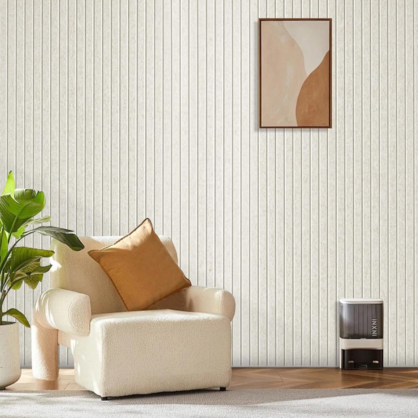 Large Cork Board for Office, 8 Pack Felt Wall Tiles with Slat Wall Paneling, Felt Bulletin Board Pin Board Cork Boards for Walls - Oatmeal