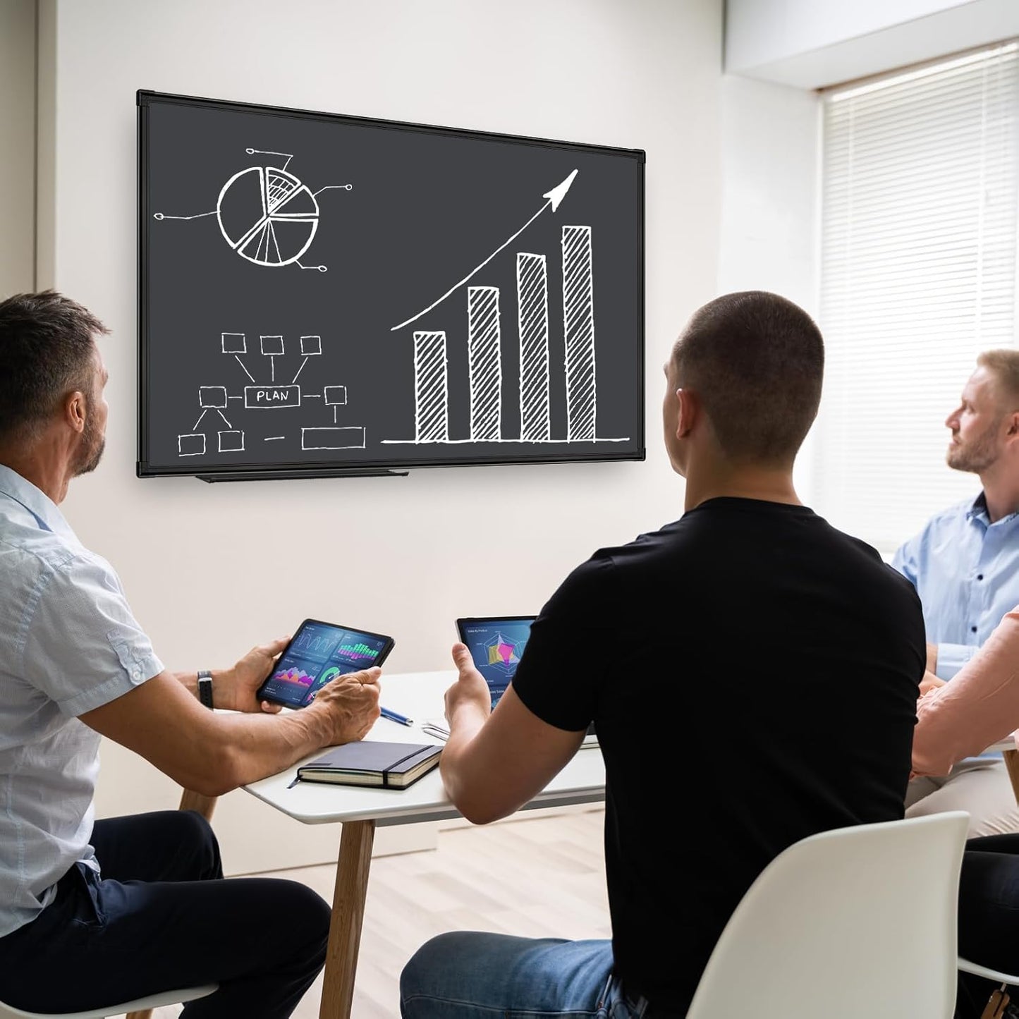 XBoard Magnetic Chalkboard Blackboard 36 x 24, Black Board with 2 Magnets, Black Aluminium Frame, Pin Collections