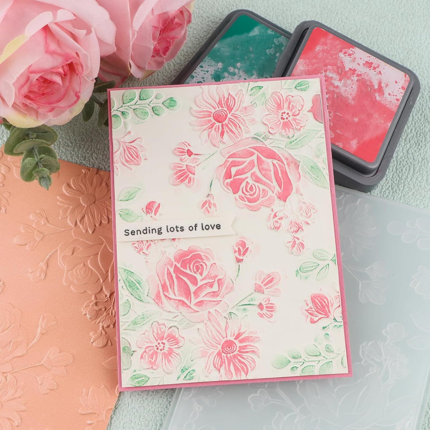 BAOFALI 3D Flowers Embossing Folders for Card Making,Embossing Template Paper Card Embossing Stencil for DIY Scrapbooking Photo Album Card Paper Craft Decoration 6.3" L x 4.5" W.(16x11.5cm)