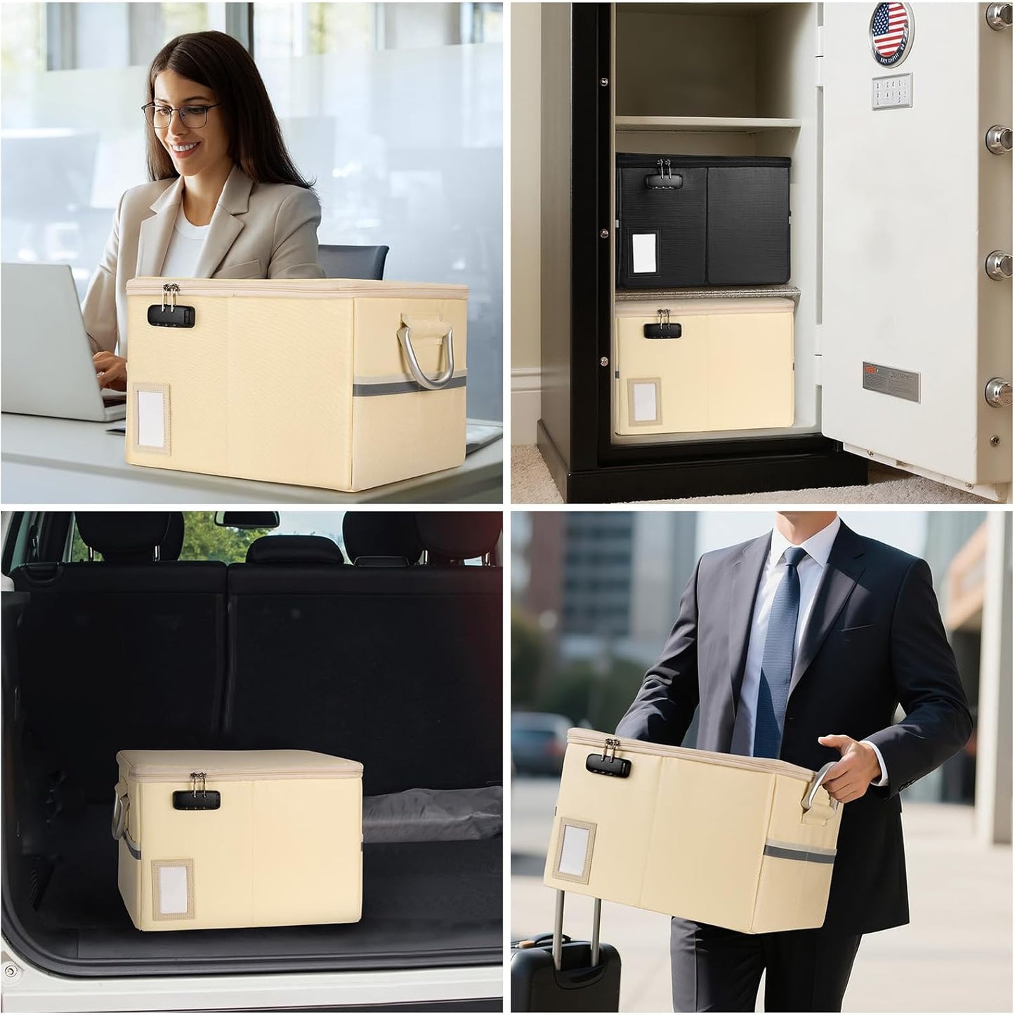 TOMKID 5200°F Fireproof Document Box, Fire Important Document Organizer with Lock, Upgraded Heat Insulated Filing Storage Cabinet Office Organization (5200°F Fireproof Box, Off-white)