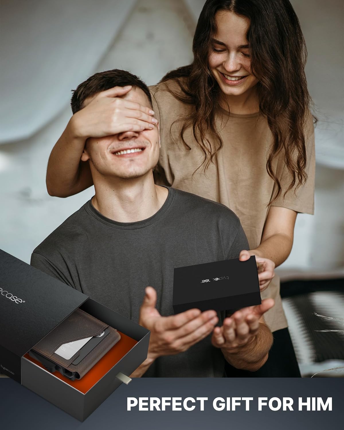 typecase Tactical Wallet for Men Card Holder: Pop Up Card Case, Full Grain Leather, Smart, RFID Blocking, Slim, Minimalist, Thin, Front Pocket - 10 Card Slots, ID Window, Money Clip (Burnished Black)