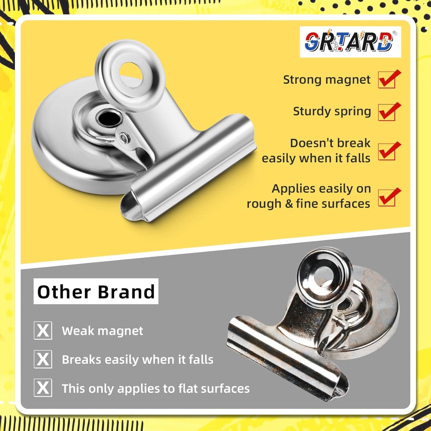 Grtard Magnetic Clips 40 Pack Fridge Magnets Clips Magnetic Hooks Clips, Strong Refrigerator Magnets Clips, Whiteboard Magnetic Clips, 1.2 Inch