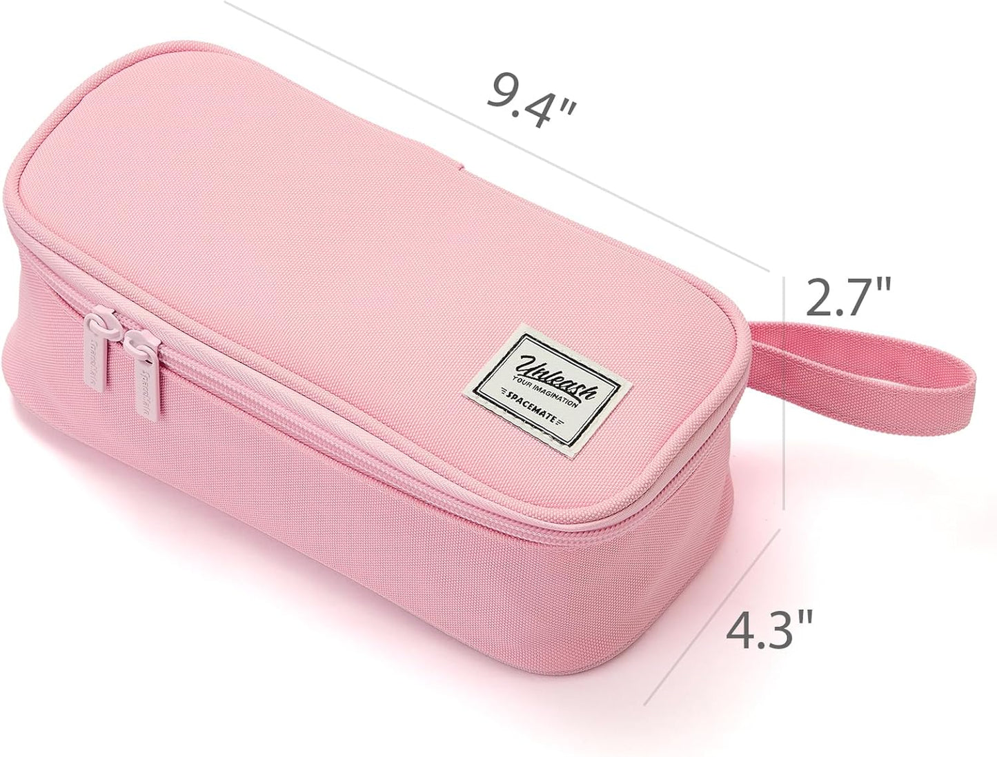 Pencil Case Pouch Box Bag School Supplies Girls Boys Kids, Cute Preppy Stuff Large Big Capacity Aesthetic Pen Organizer, Back to College Stationary, Light Pink, Standard Stlye, 1800ml