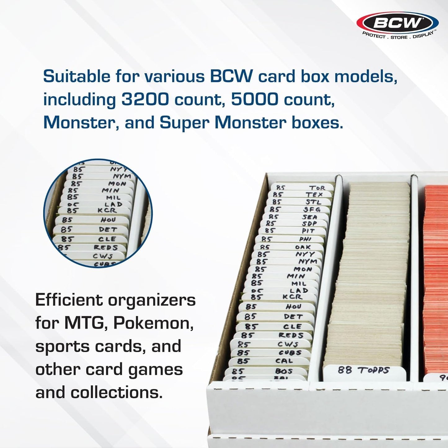 BCW Trading Card Dividers (30 Pack) | Archival Quality with Write-On Tabs | Fits 3200 & 5000 Super Monster Trading Card Storage Boxes