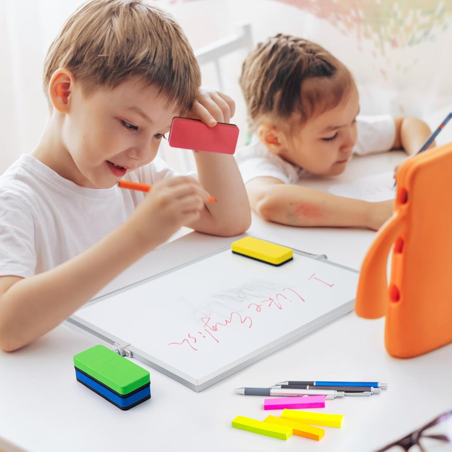 OWLKELA Magnetic Whiteboard Erasers 8 Pack, White Board Markers Dry Erase, Ideal for Classroom, Home, Office