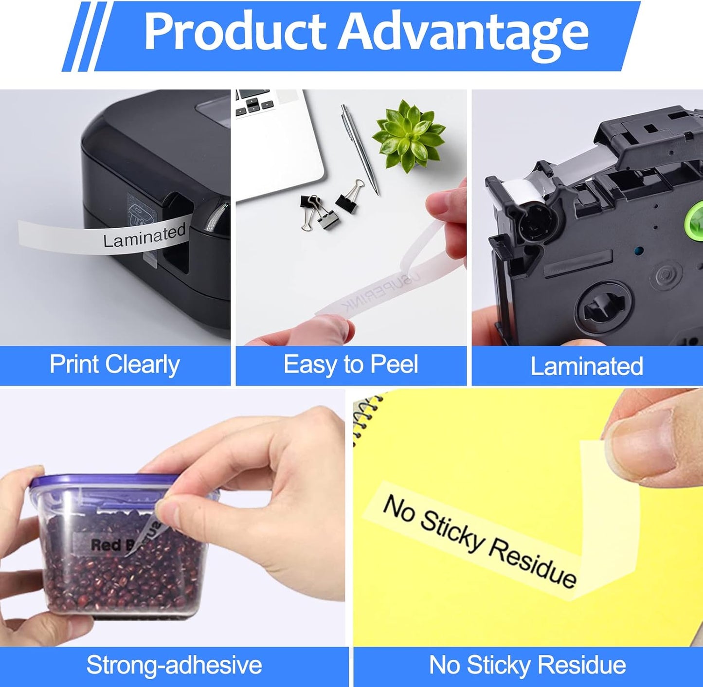 6PK 24mm Clear Label Tape Compatible for Brother P-Touch Label Maker Tape TZe-151 1 Inch TZe TZ Label Tape TZ-151 TZe151 TZ151 24mm 0.94'' Laminated Clear Tape for PT-D600 D610BT P700