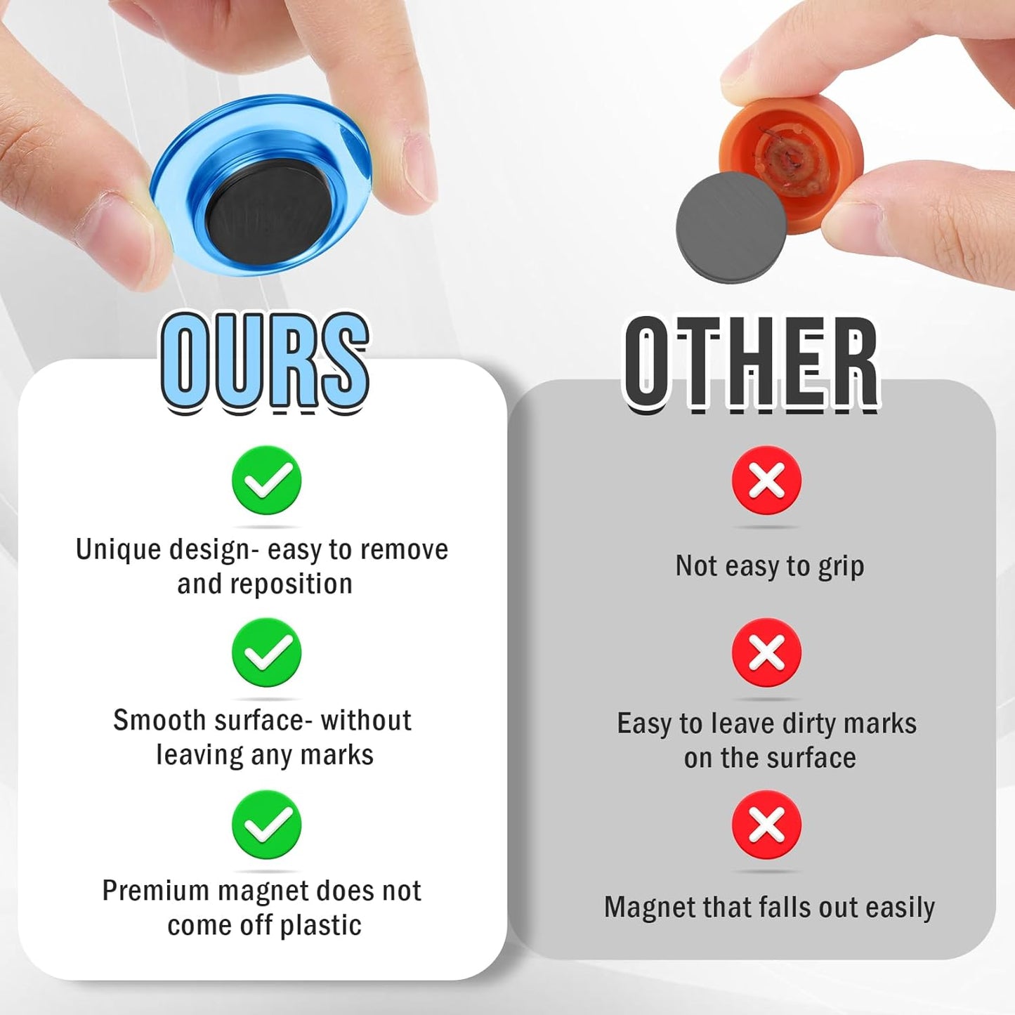 VNDUEEY 45 Pcs Round Whiteboard Magnets, Fridge Magnets, Dry Board Magnet Fridge Decorative, Small Magnet Teacher Supplies for School, Home, Office(Blue, 3cm/1.18in)