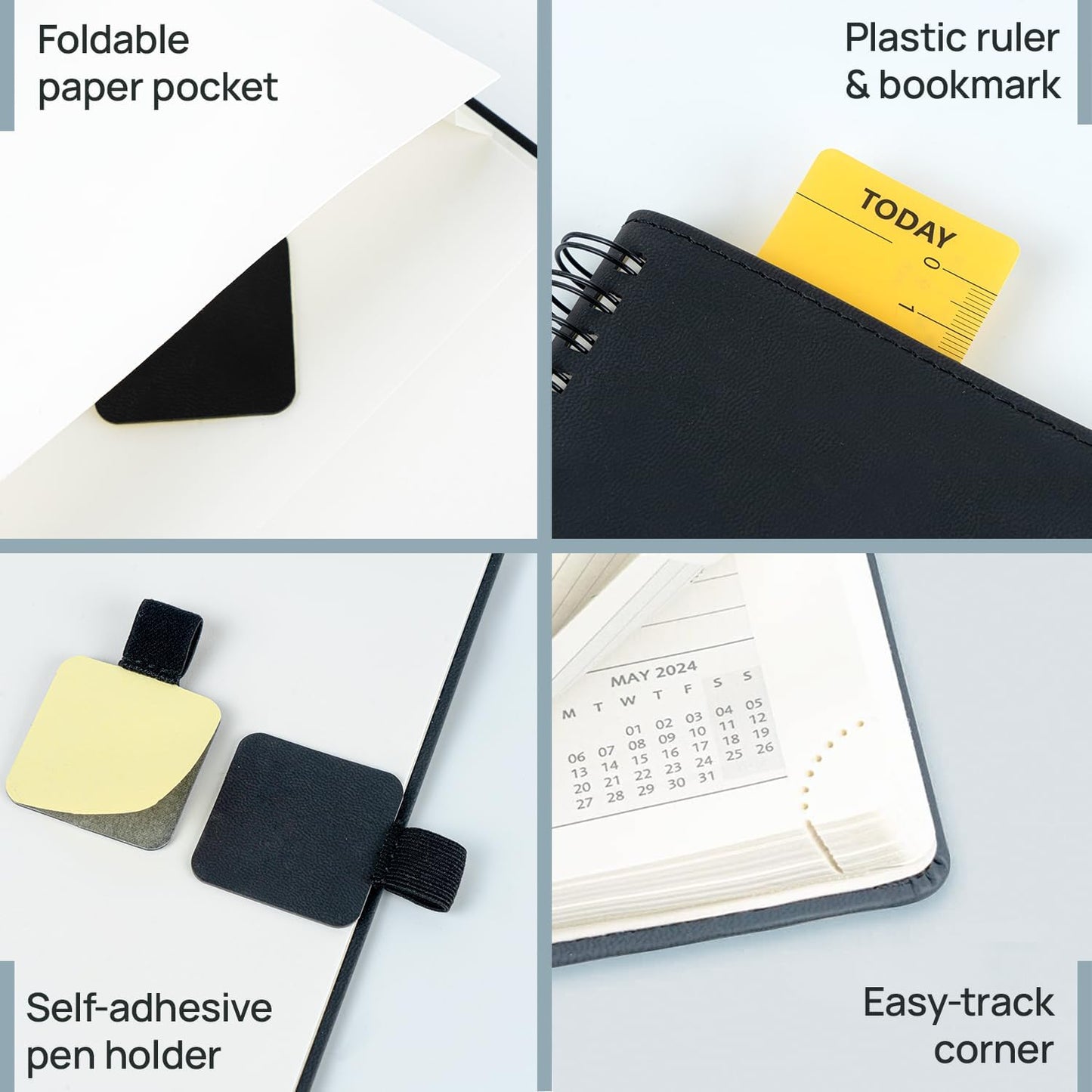 POPRUN 2026 Planner (Large - 8.5" x 10.5") with Hourly Schedule, Vertical Layout - 2026 Weekly Calendar (Jan. 2026 - Dec.2026) for Time Management, Monthly Tabs, Spiral Bound, Soft Cover - Blue Green