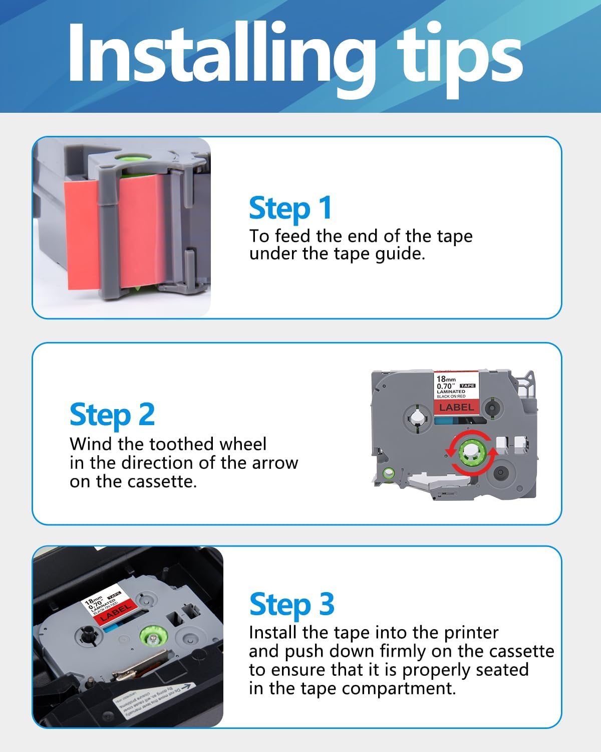 Weemay Compatible 3 Pack TZe-441 Replacement for Brother P-Touch Label Tape 18mm 0.7 Black on Red 3/4 TZe TZ Tape TZ-441 TZ441 TZe441 for PT-D400AD PT-D610BT PT-D600 PT-D410 Printer, 0.7" x 26.2'