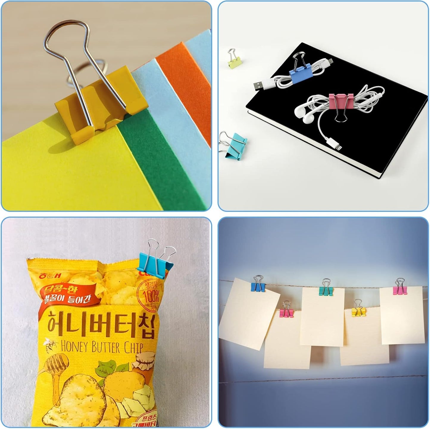 Binder Clips 24 PCS,1.6 in. Clips Office Supplies, Metal Clips, Binder Clip, Paper Clamps, Office Clips, Paper Binder Clips FXJHUDH