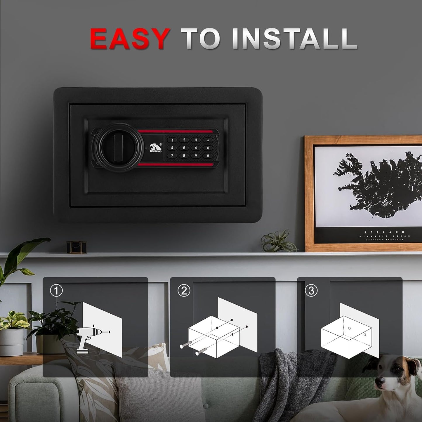 TIGERKING Digital Keypad Safe Box, Combination Lock Safes, 0.5 Cubic Feet Small Safe and Lock Box with Digital Keypad for Home, Office, Cash, Jewelry, Documents