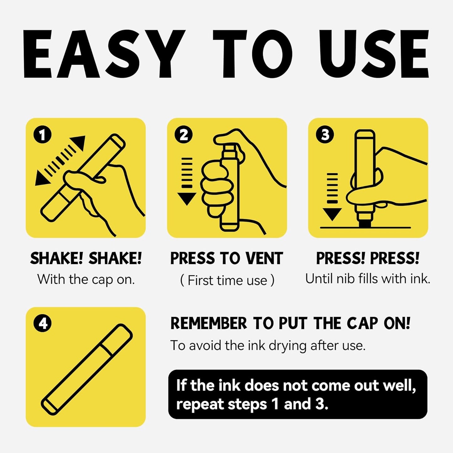 3 Jumbo Permanent Markers White, 15mm Thick Wide Tip, Large Acrylic Paint Markers for Rock Painting, Poster, Stone, Ceramic, Glass, Wood, Canvas