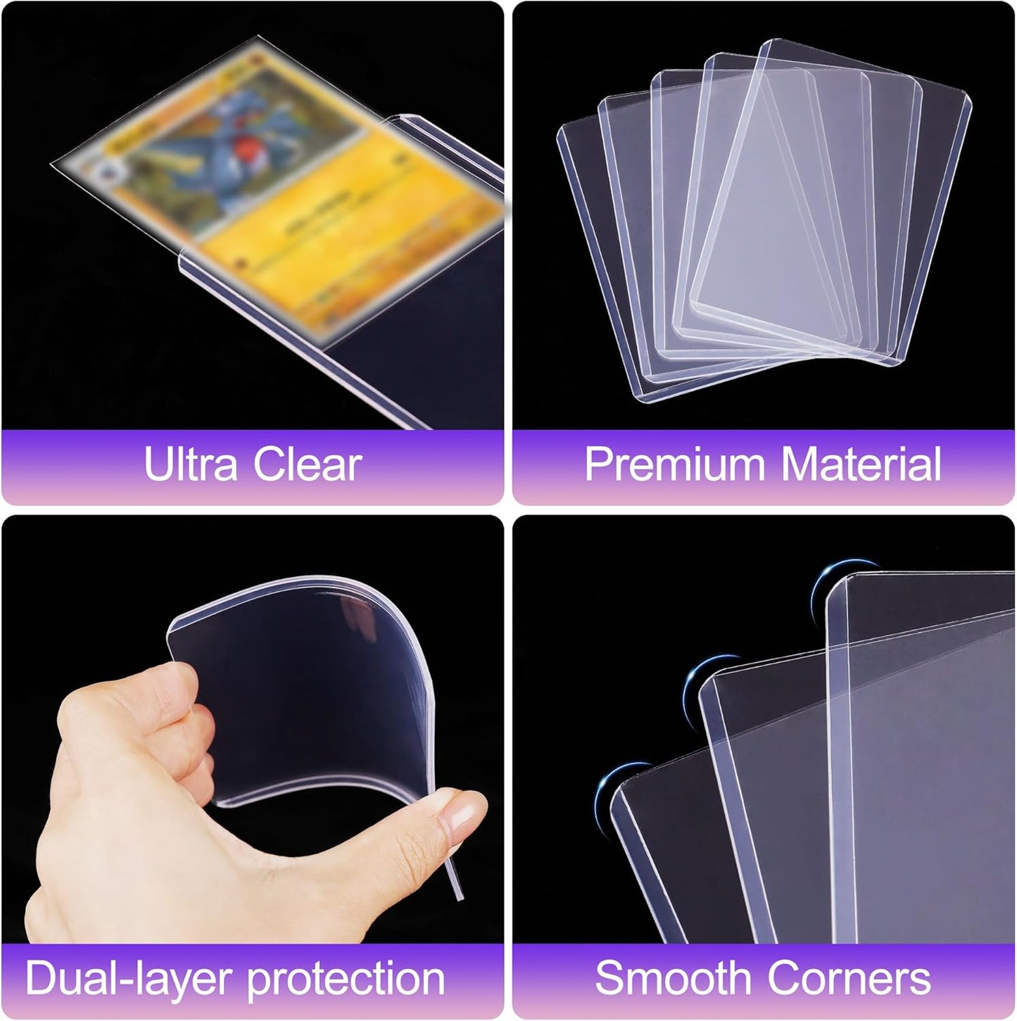 200 Packs Card Sleeves Top Loaders for Cards,3"X4" Baseball Card Protectors Toploaders for Cards,Hard Plastic Card Holder for Trading Sports Football Game Cards (100 Hard Sleeves+100 Penny Sleeves)