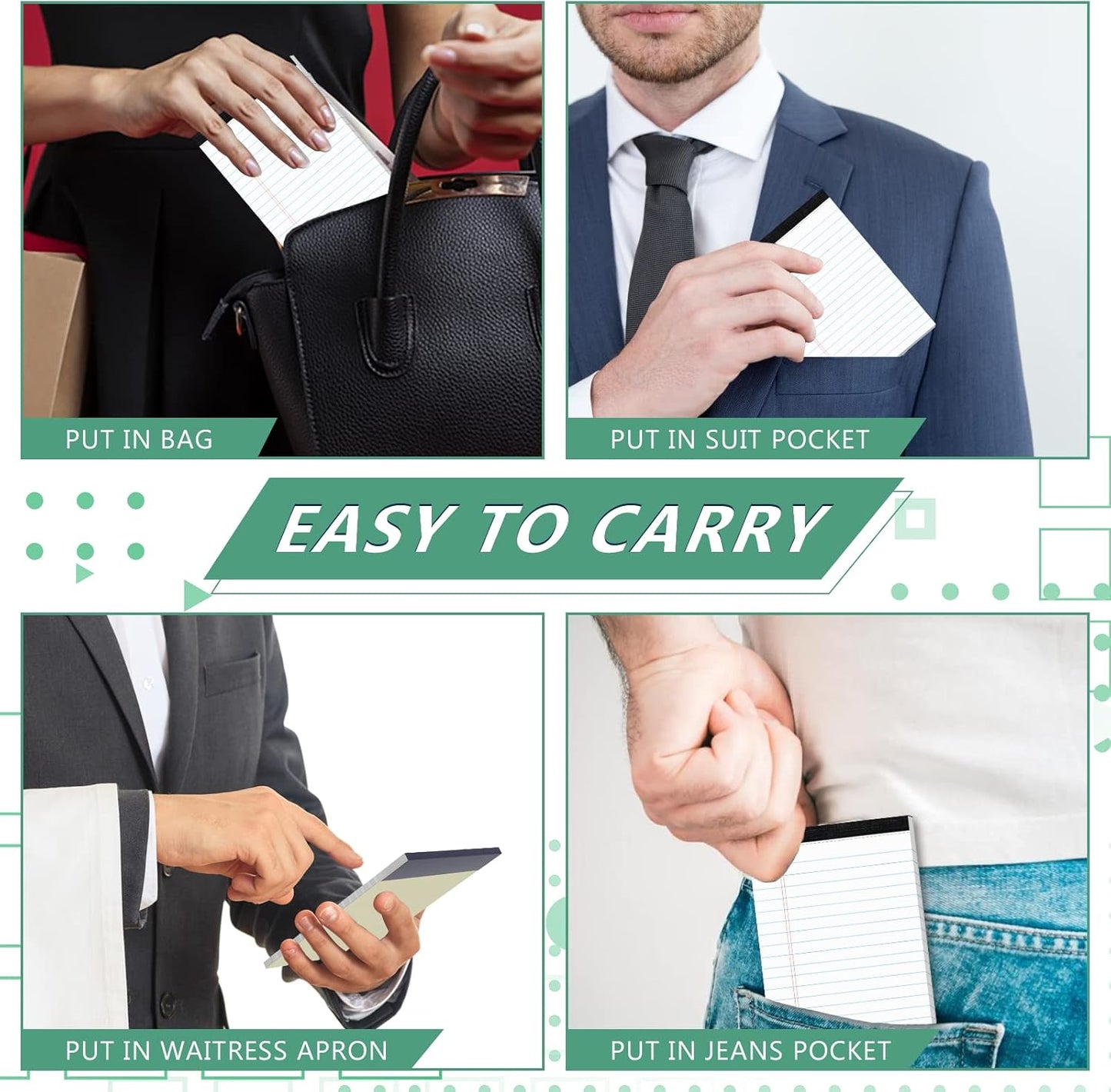 10 Pads Legal Pads 4x6 Inch Lined Ruled Perforated Writing Pad Small Notepads for Grocery List Shopping List To-Do List Narrow Rule Pad (30-Sheet/Pads) College Ruled Memo Pad Scratch Pad Lined Note