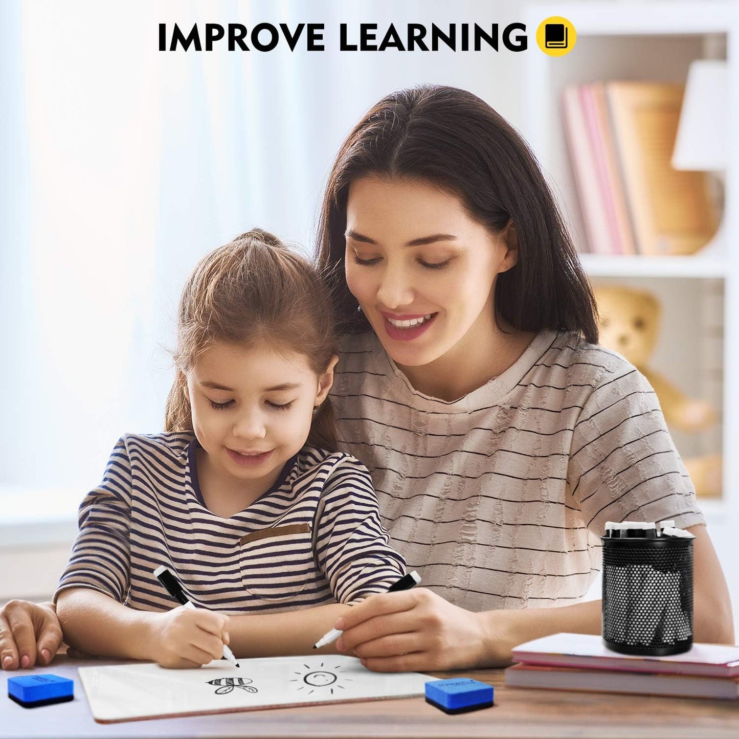 Magicfly Small White Boards, Dry Erase Board Pack of 26, Mini Whiteboards 9x12 Inches Double-Sided White Boards for Students Classroom Teachers School Supplies Office with 32 Pens and 26 Erasers