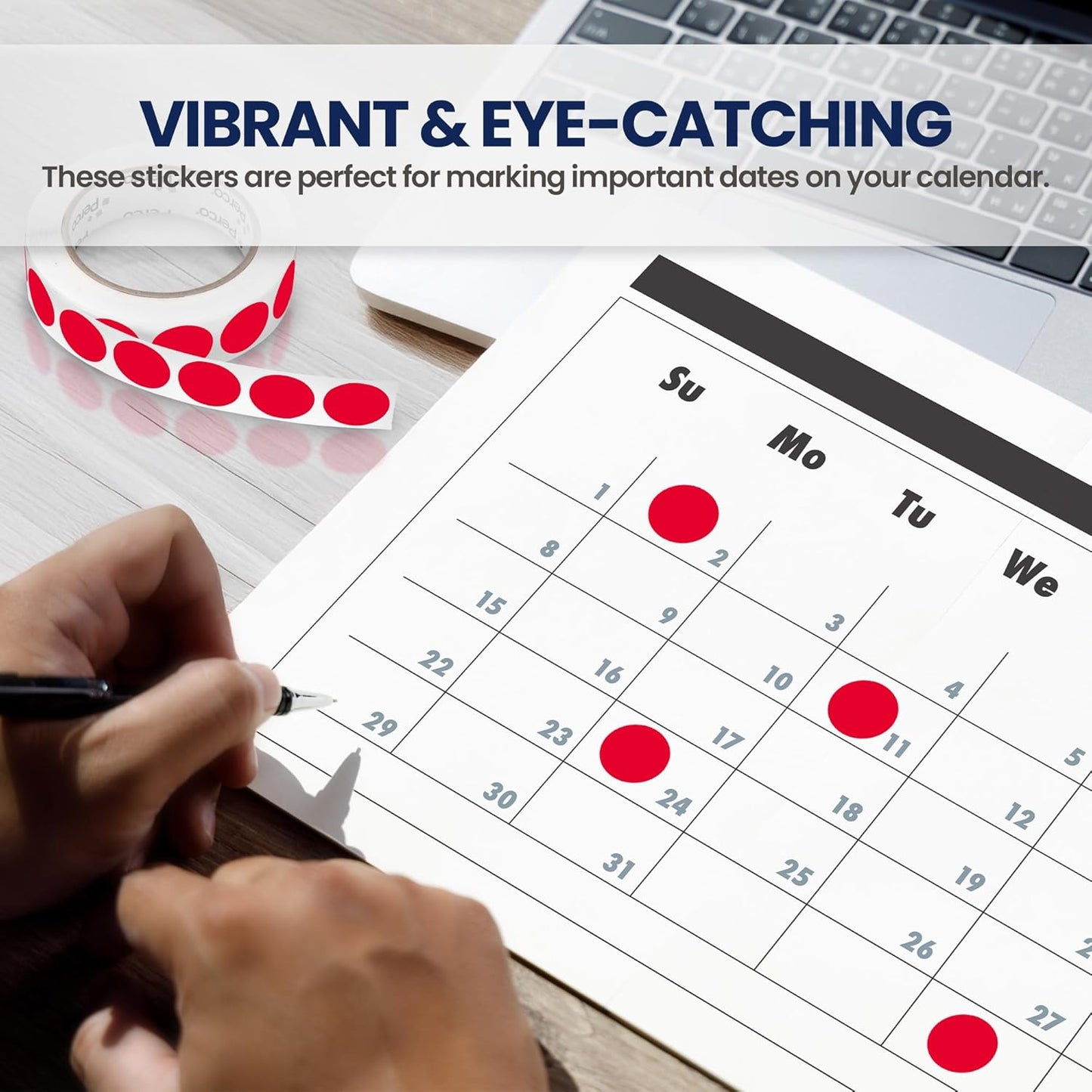 Perco Red 1-Inch Round Circle Dot Sticker Labels with Removable Adhesive – 1,000 Labels per Roll – Versatile, Vibrant Colors, Reliable Hold, No Residue, Perforated for Convenient Use – Made in USA