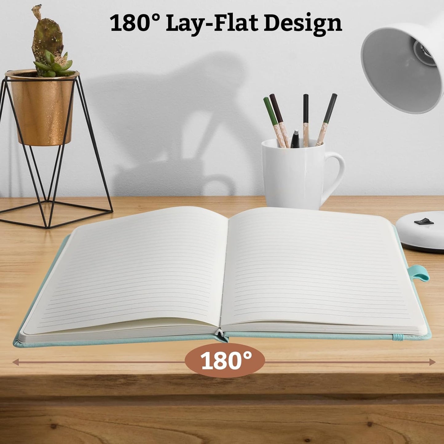 Lined Hardcover Journal Notebook, A5 192 Pages 100Gsm Thick Paper College Ruled for School,Note Taking,Work,Diary,5.7''*8.3'',Light Green