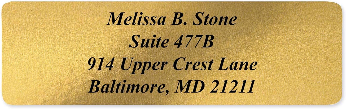 Gold Foil Personalized Return Address Labels Without Dispenser - Roll of 500 Custom Stickers