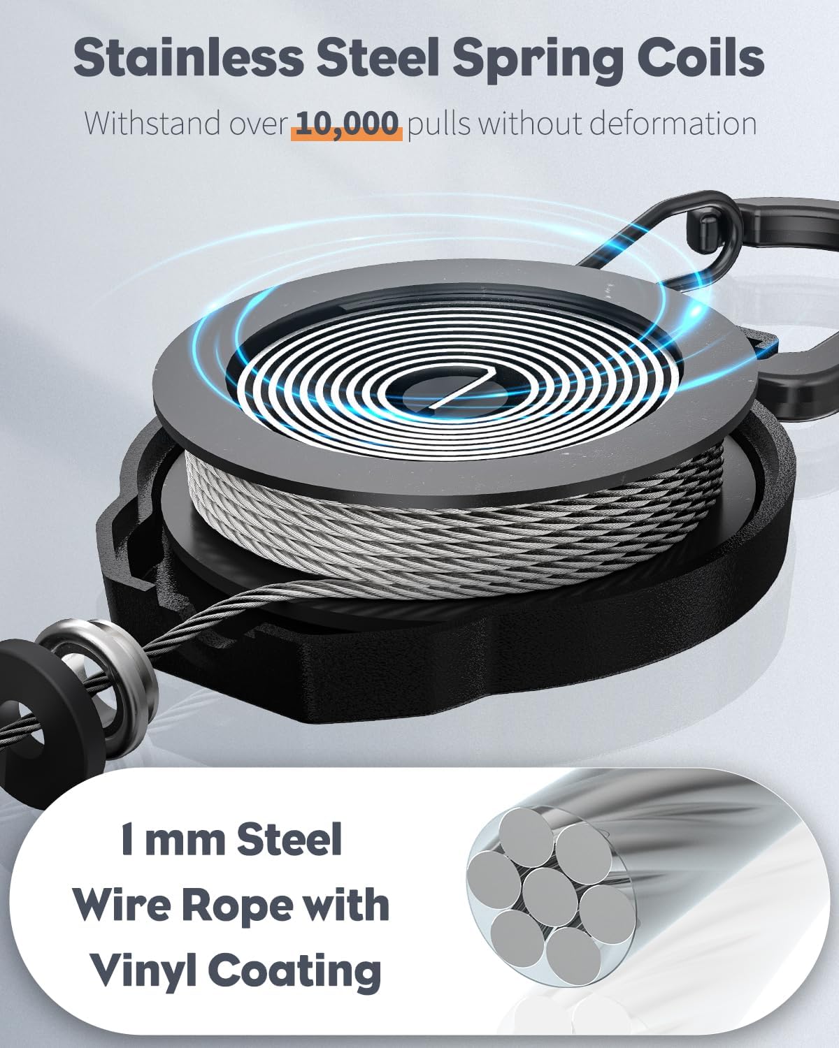 Uniclife 10 Pack Retractable Keychain Heavy Duty Carabiner Badge Holder Tactical ID Badge Reel for up to 8 oz with Stainless Steel 31.5 Inch Steel Wire Rope Retractable Lanyard Clip and Key Ring