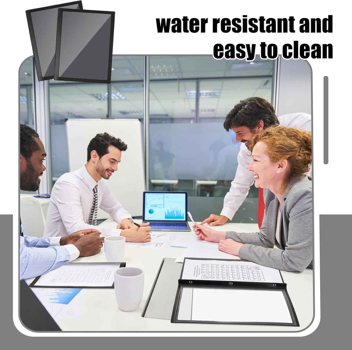 Teling 24 Pcs Report Covers with 3 Prong Fasteners Clear Front Presentation Folders Frame View Poly Report Folder Presentation Binder for Paper Document School Office (Black)