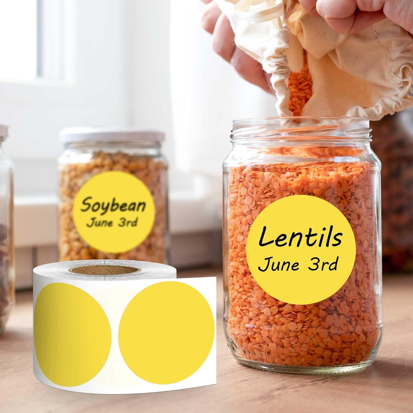 PARLAIM 2 inch Round Color-Code Dot Sticker Labels, 4 Rolls 2000 Adhesive Label Pack in Dispenser Box, Yellow