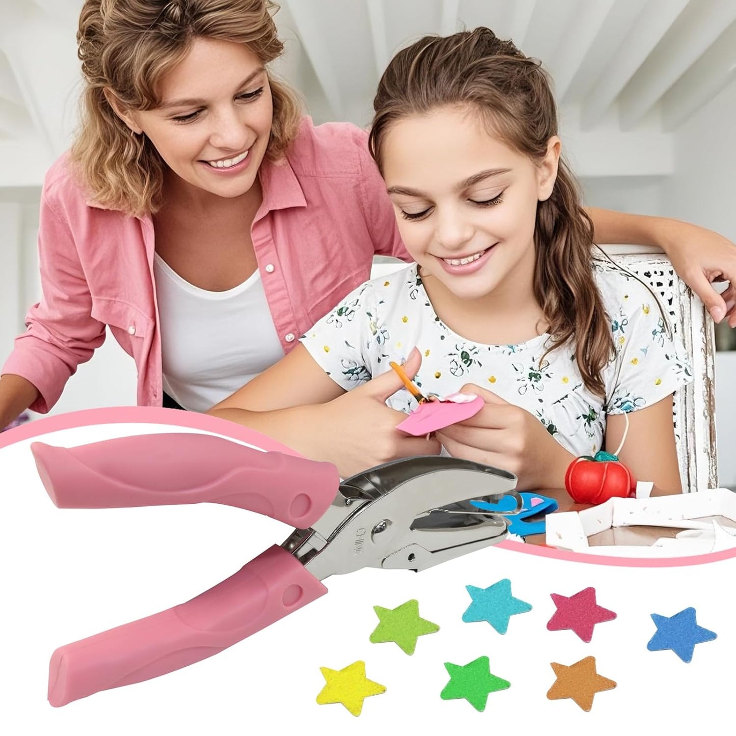 Handheld Hole Paper Punch, Star Hole Punch, 1/4 Inch Metal Single Hole Puncher with Soft Grip Handle for DIY Craft, Scrapbooking, Tags, Paper Projects