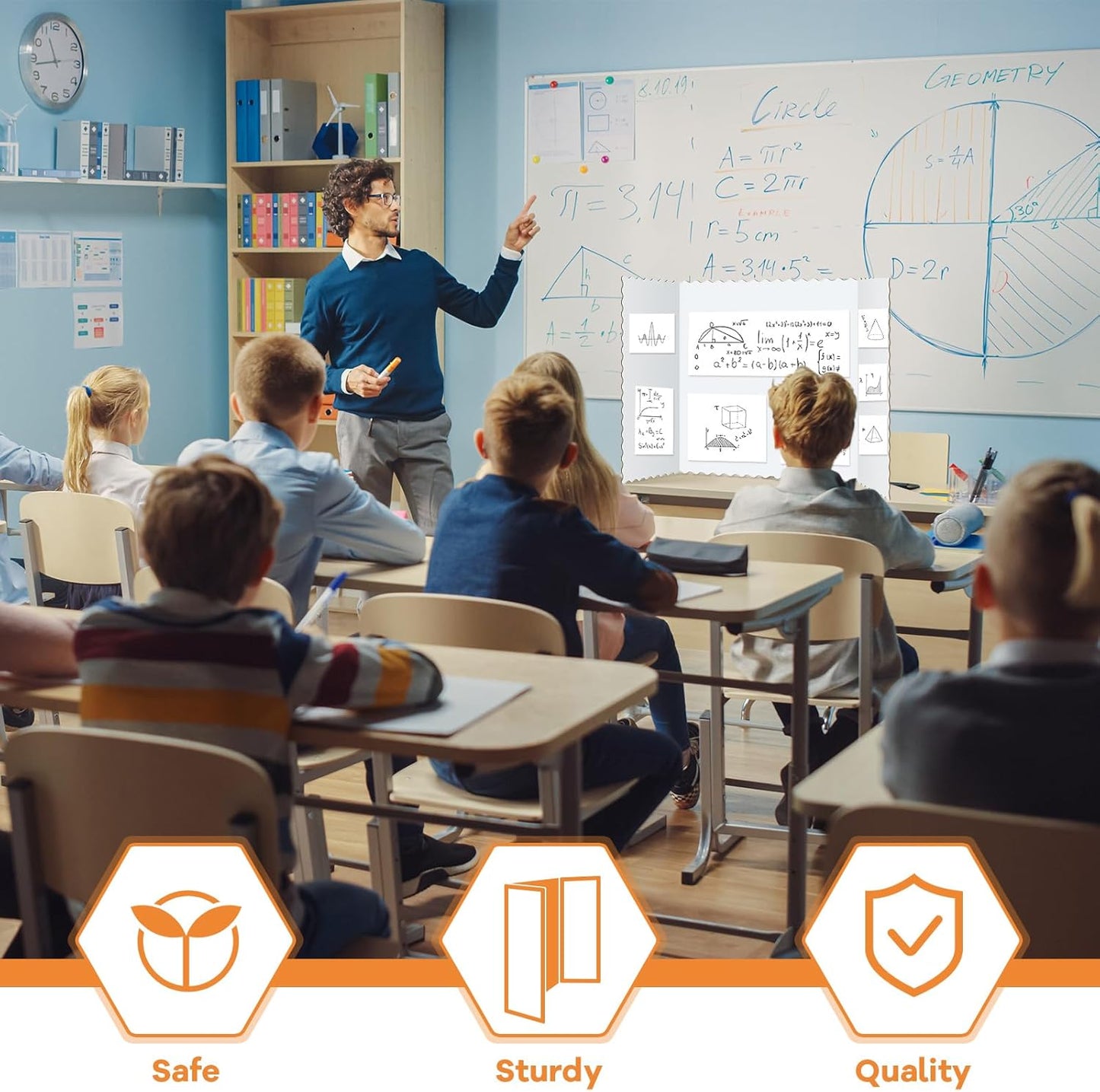 Henoyso 8 Pieces Tri Fold Poster Board Lightweight Fold Presentation Board for Science Fair Display(22 x 38 Inch,White)