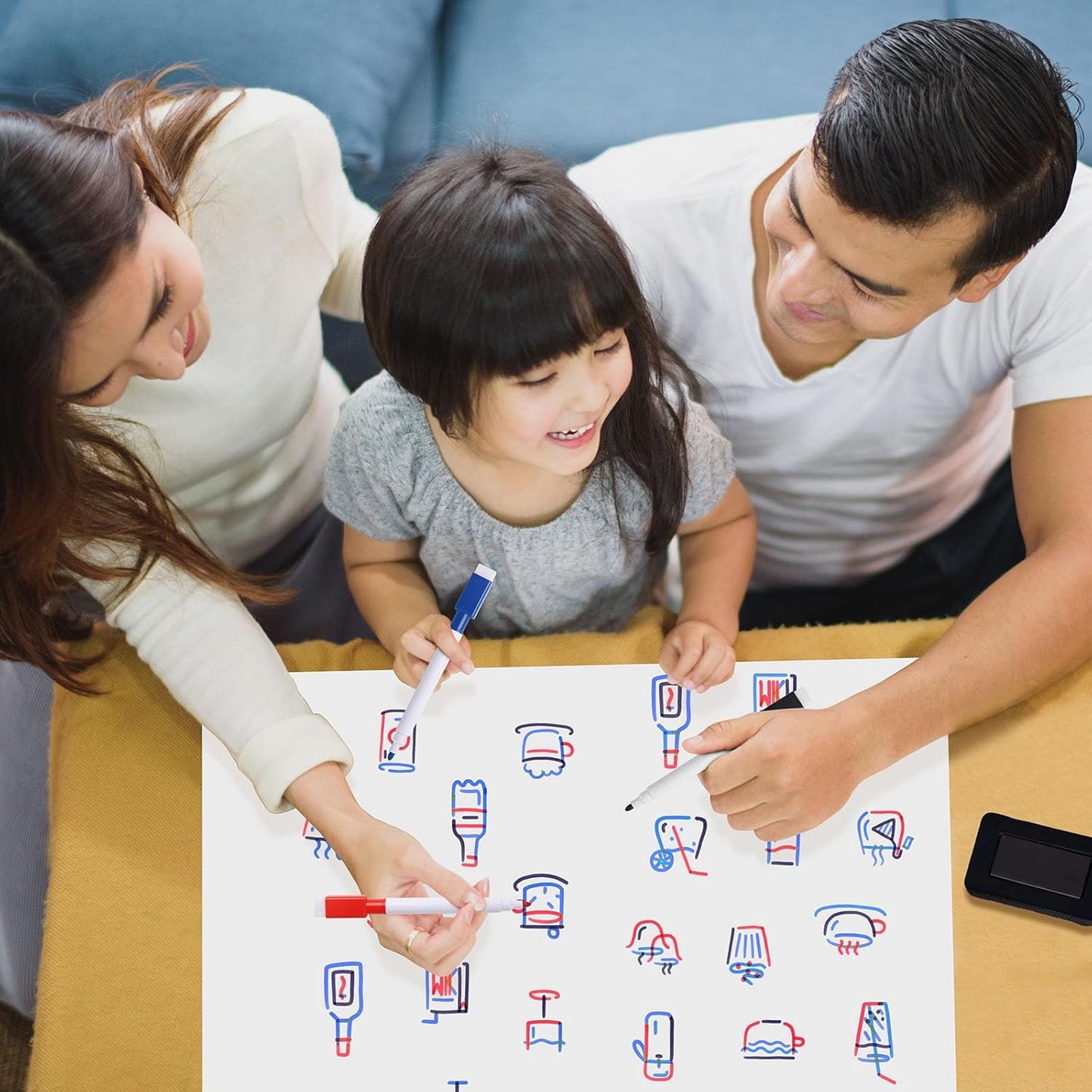 Magnetic Fridge White Board Paper, 24" x 36" Large Dry Erase Board Sheet for Organizer and Planner, Kitchen Refrigerator Whiteboard for Family to-do List, Includes Markers and Eraser