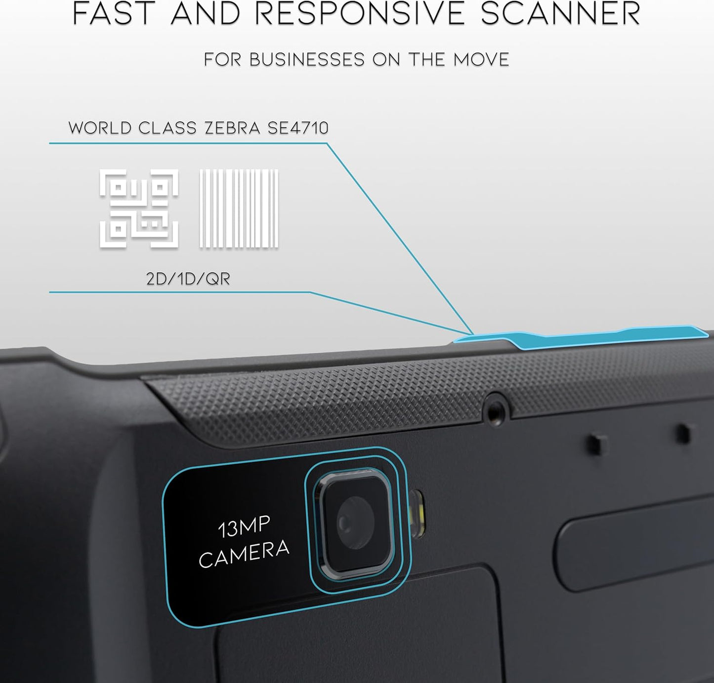 Chainway P80 RFID Scanner Android Tablet, Impinj E710 RFID Tag Reader (UHF GS1 EPC GEN2), Zebra SE4710 2D/1D/QR Code Scanner, Android 13, WiFi, GPS, NFC, Bluetooth, Heavy Duty, 8700mAh All-Day Battery