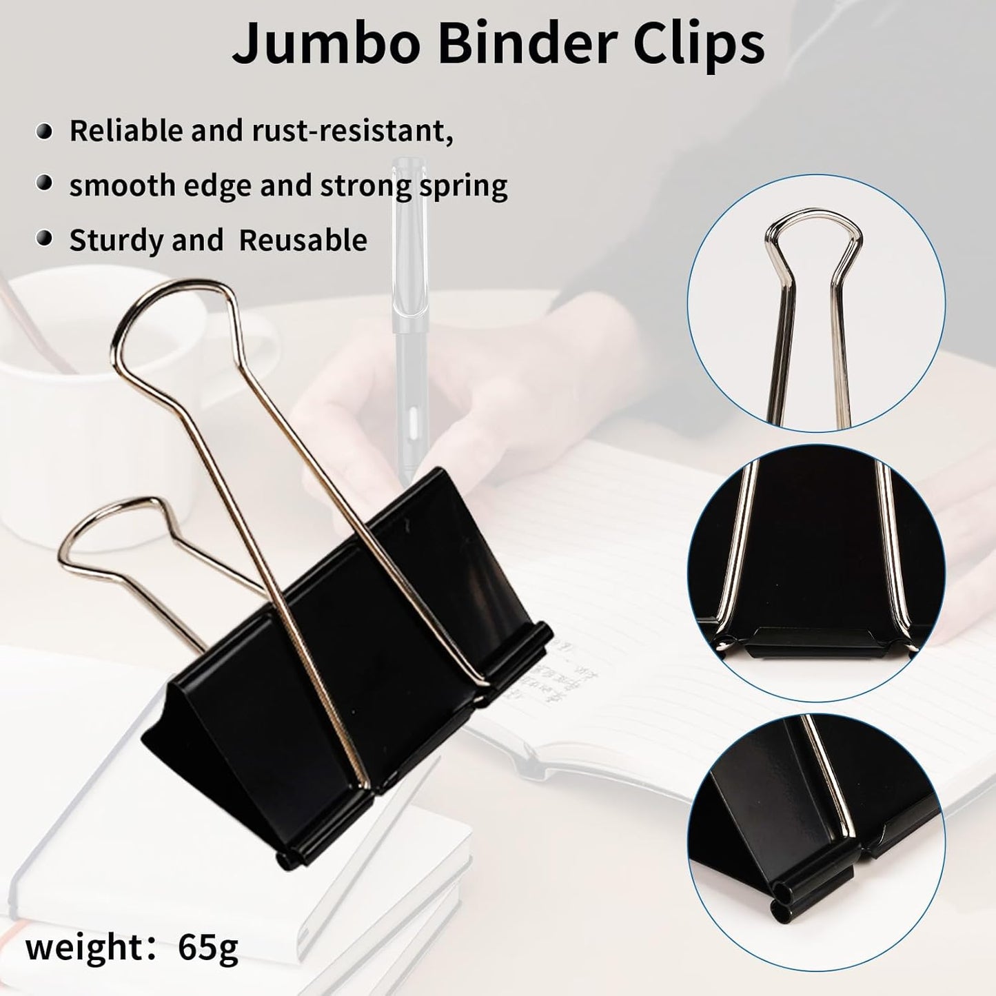 Jumbo Binder Clips 3 Inch - Extra Large Binder Clips 18 Pack, Heavy Duty Office Binder Clips for Paper, Documents, School & Office Supplies (18, 3 inch)