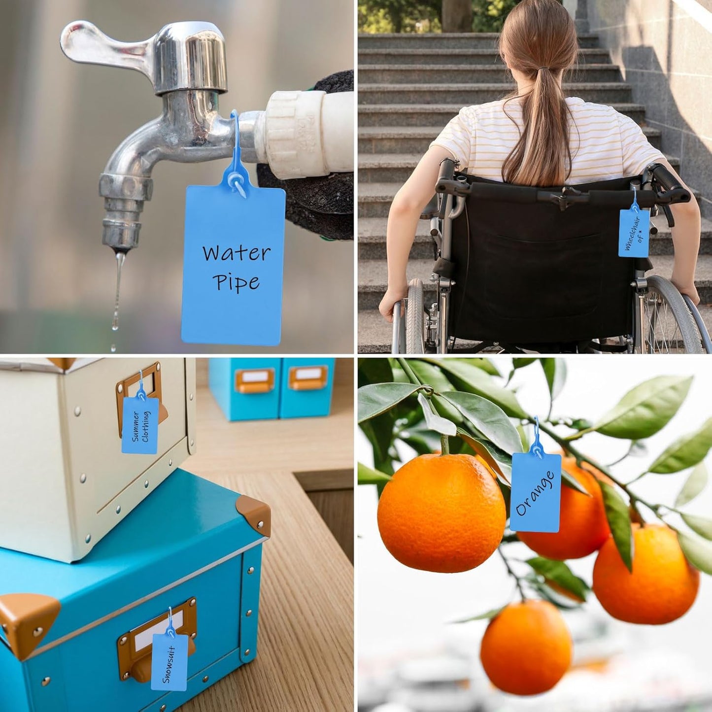 100 Plastic Tags Blank Waterproof Tags Shipping Tags for Labeling Writable Hang Tags Large Shipping Label Security Tamper Seals Storage Tags with One Marker Pen (Blue)