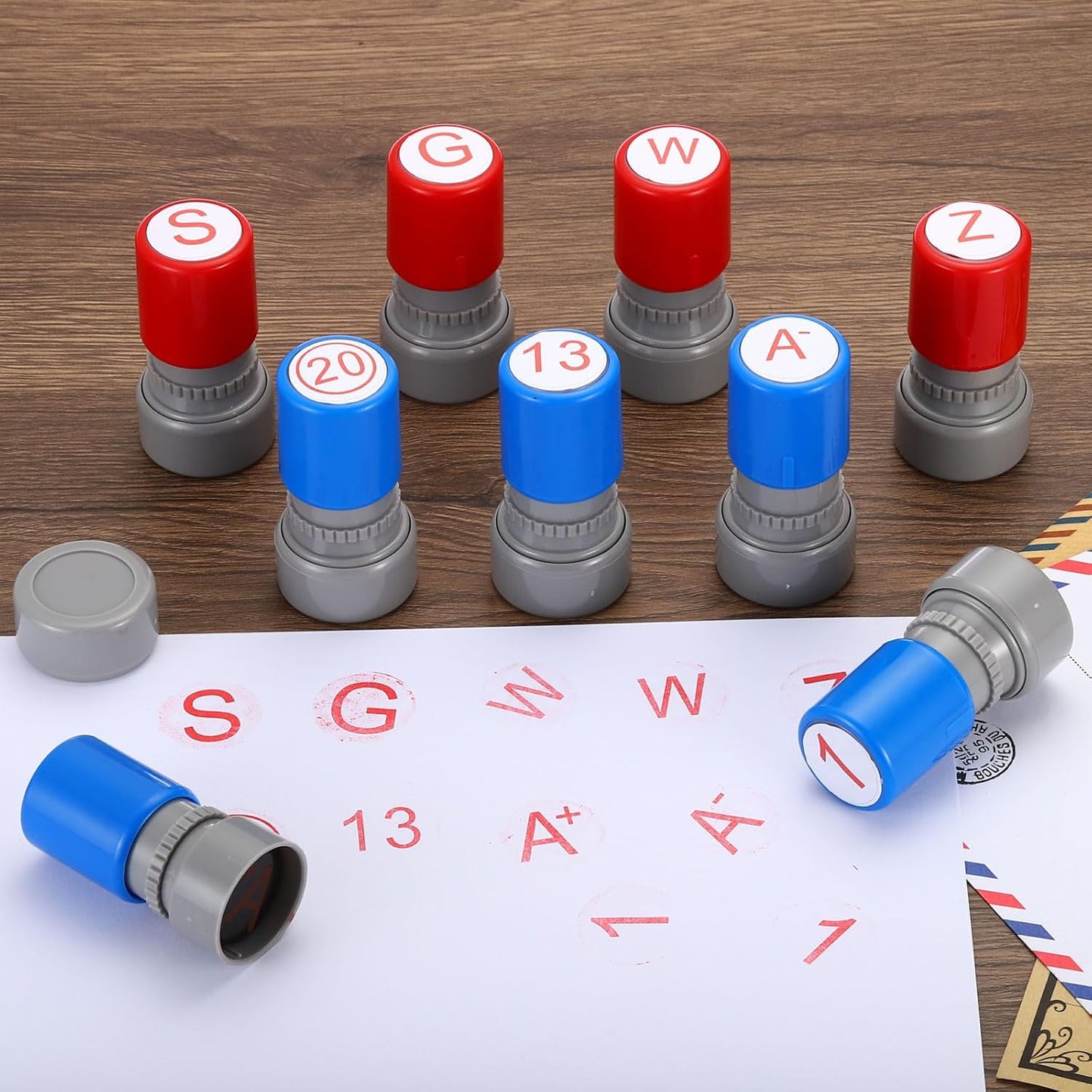 PATIKIL Number Stamps Self Inking, Numeral 1 Number Stamp Teacher Stamp Initial Stamp Ink Stamp for Class Notebook Scrapbooking DIY Craft Style 2, Red Ink