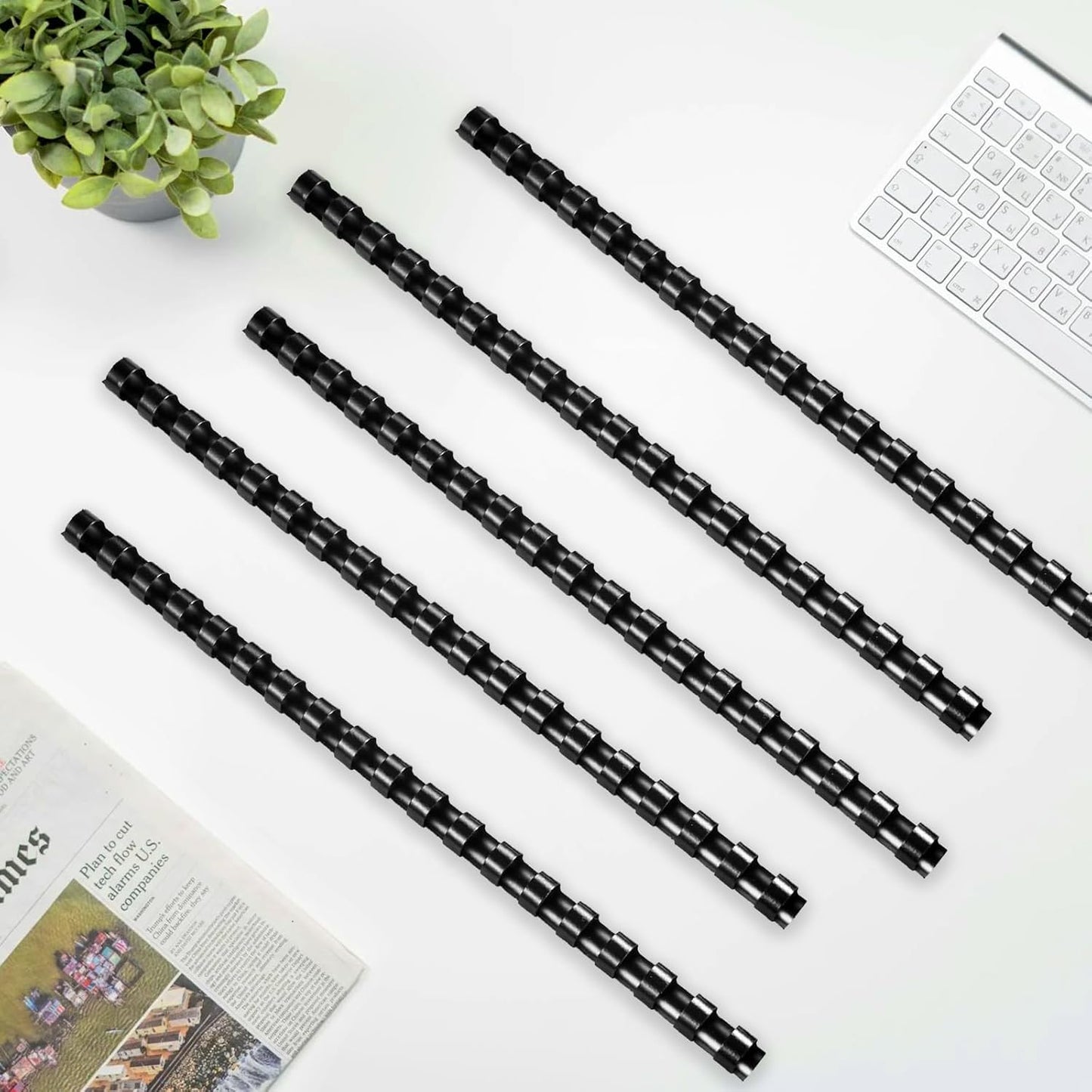 HOUYEE 1/2 Inch Plastic Binding Comb 19 Ring, 90 Sheet Capacity, Letter Size Black Comb Binding Spines (50 Pack)