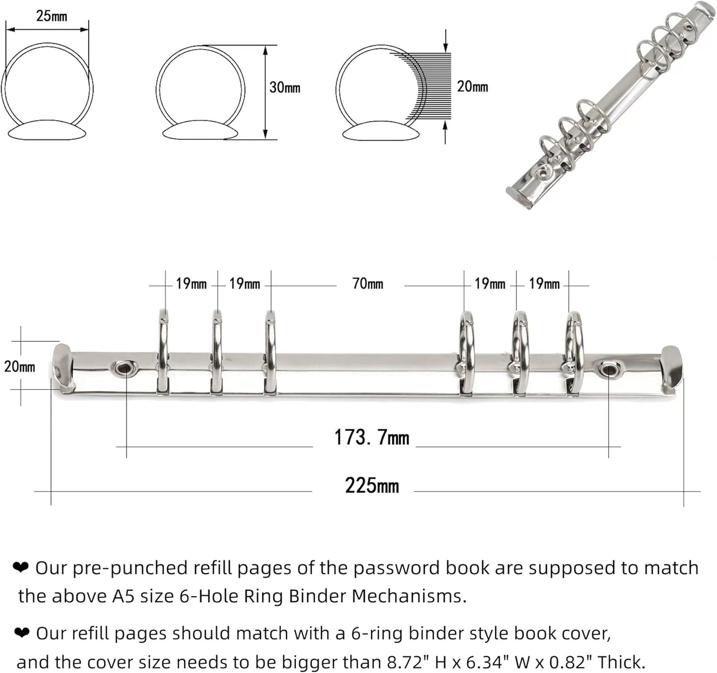 BTSFTOGET Password Book Refill Pages 212 Replacement Pages Internet Log Book, 8.2x5.6in, Large Print 576 Entries Durable Divider with Alphabetical Tabs, For Men Women Seniors Home Office Use