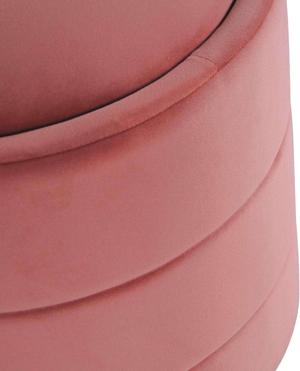 HomePop Storage Round Ottomanwith Removable Lid Home Décor|Upholstered Round Velvet Foot Rest Ottoman - Blush Pink Velvet