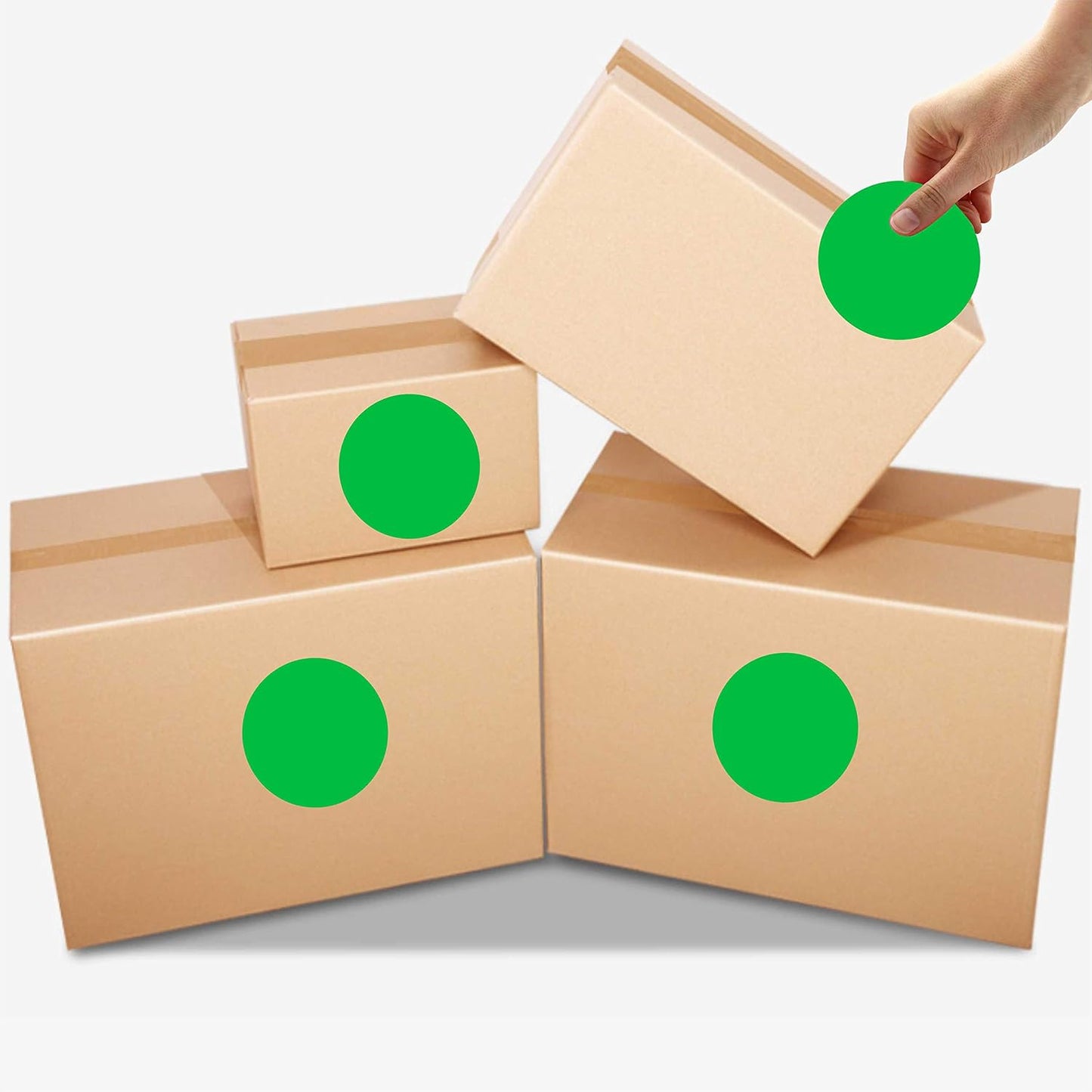 PARLAIM 3 Inch Round Color-Code Dot Stickers, 500 Color Coding Circle Labels per Roll Dispenser Box for Inventory, Green