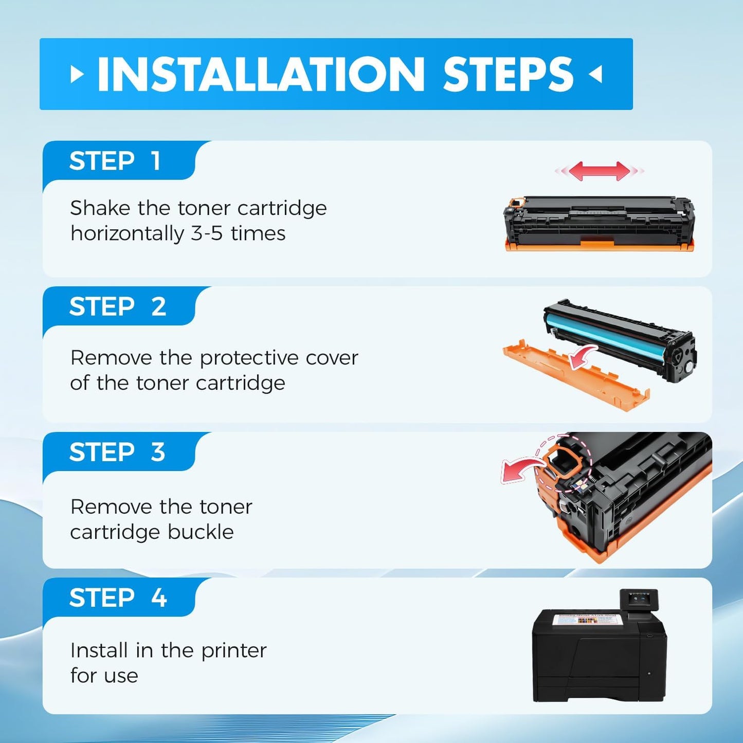 131A 131X High Yield Toner Cartridge 4-Pack Black Cyan Yellow Magenta Replacement for HP 131A CF210A CF211A CF212A CF213A Compatible for HP LaserJet Pro 200 color MFP M276nw M276n M251nw M251n Printer