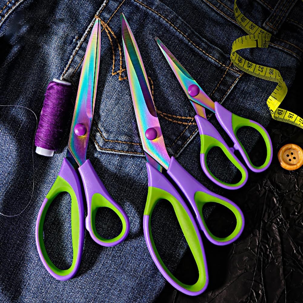 Titanium Coating Sewing Scissors Bundle, Professional Fabric Scissors Set, Ultra-Sharp Stainless Steel Blades, Ergonomic Handle, Great for Tailor, Embroidery, Craft, 9.1"/8.4"/5.5"/4.4"