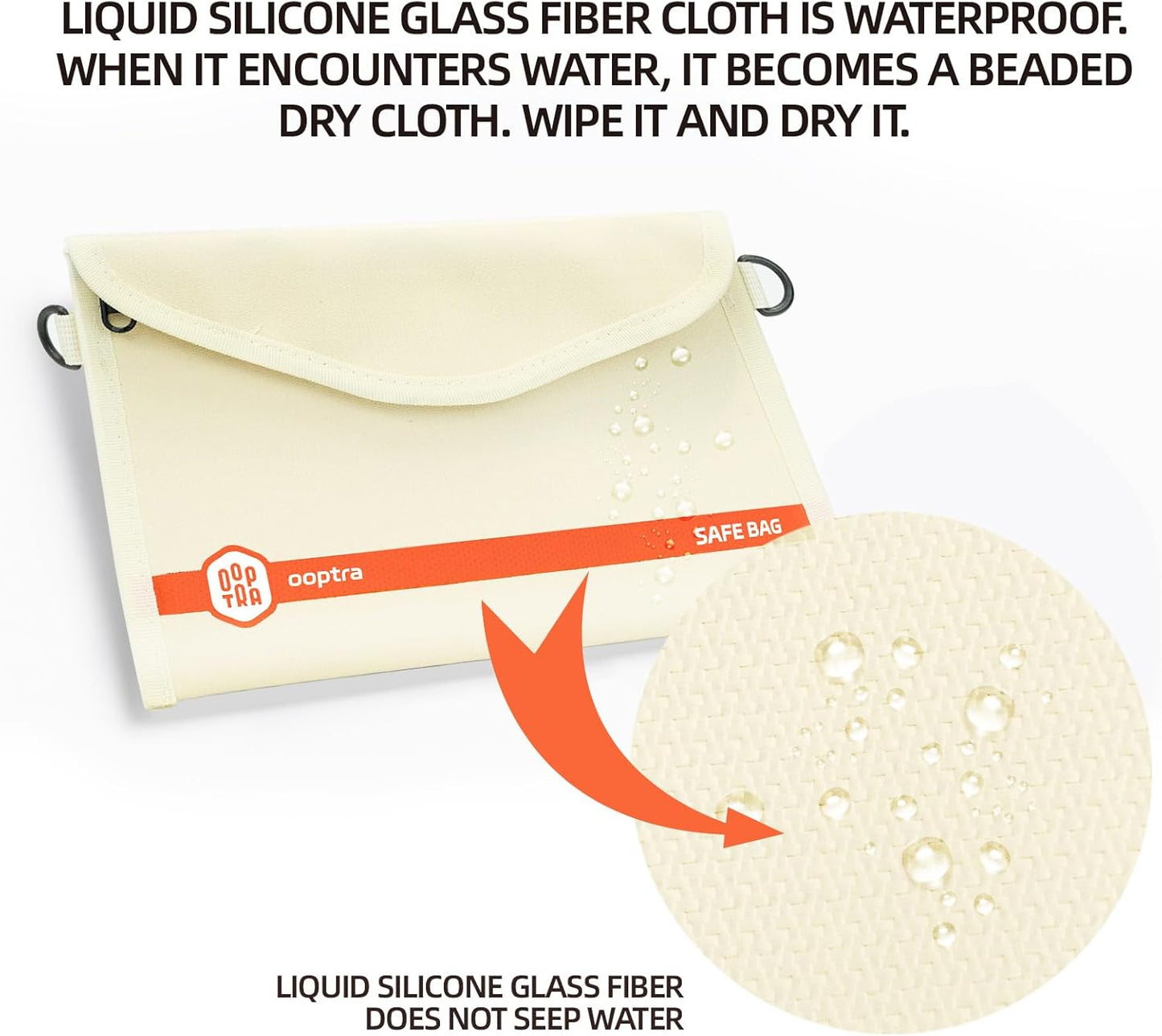 Fireproof Document Bag (Beige) – Waterproof Zipper – Lightweight & Portable – for Home, Office & Travel – Holds Files, Cash, Passport, Valuables – Fire & Water Resistant – with External Buckle