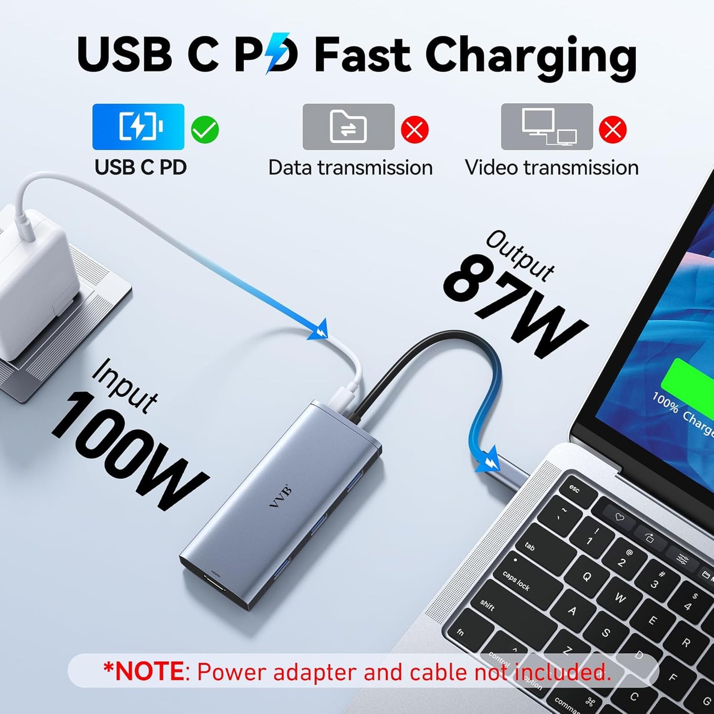 Docking Station VVB USB C Adapter,9 in 1 Triple Display USB C Hub Multiport Adapter Dongle with 2 HDMI 4K+DisplayPort+3 USB+100W PD+SD/TF Card Reader for Dell/HP/Lenovo Laptop Type C Laptops