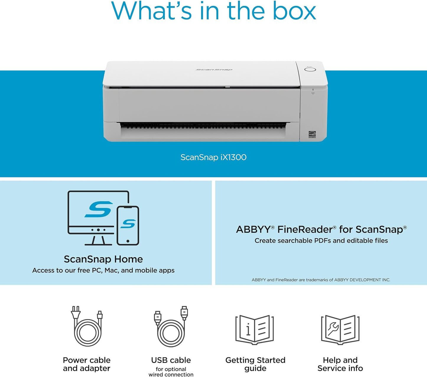 ScanSnap iX1300 Compact Wireless or USB Double-Sided Color Document, Photo & Receipt Scanner with Auto Document Feeder and Manual Feeder for Mac or PC, White
