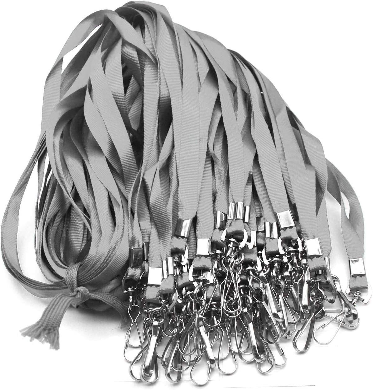 Lanyards with Id Holder Name Badges Waterproof Name tag Badge Holders with Neck Lanyard Swivel J-Hook Clip 50 Pack (Gray, Horizontal)