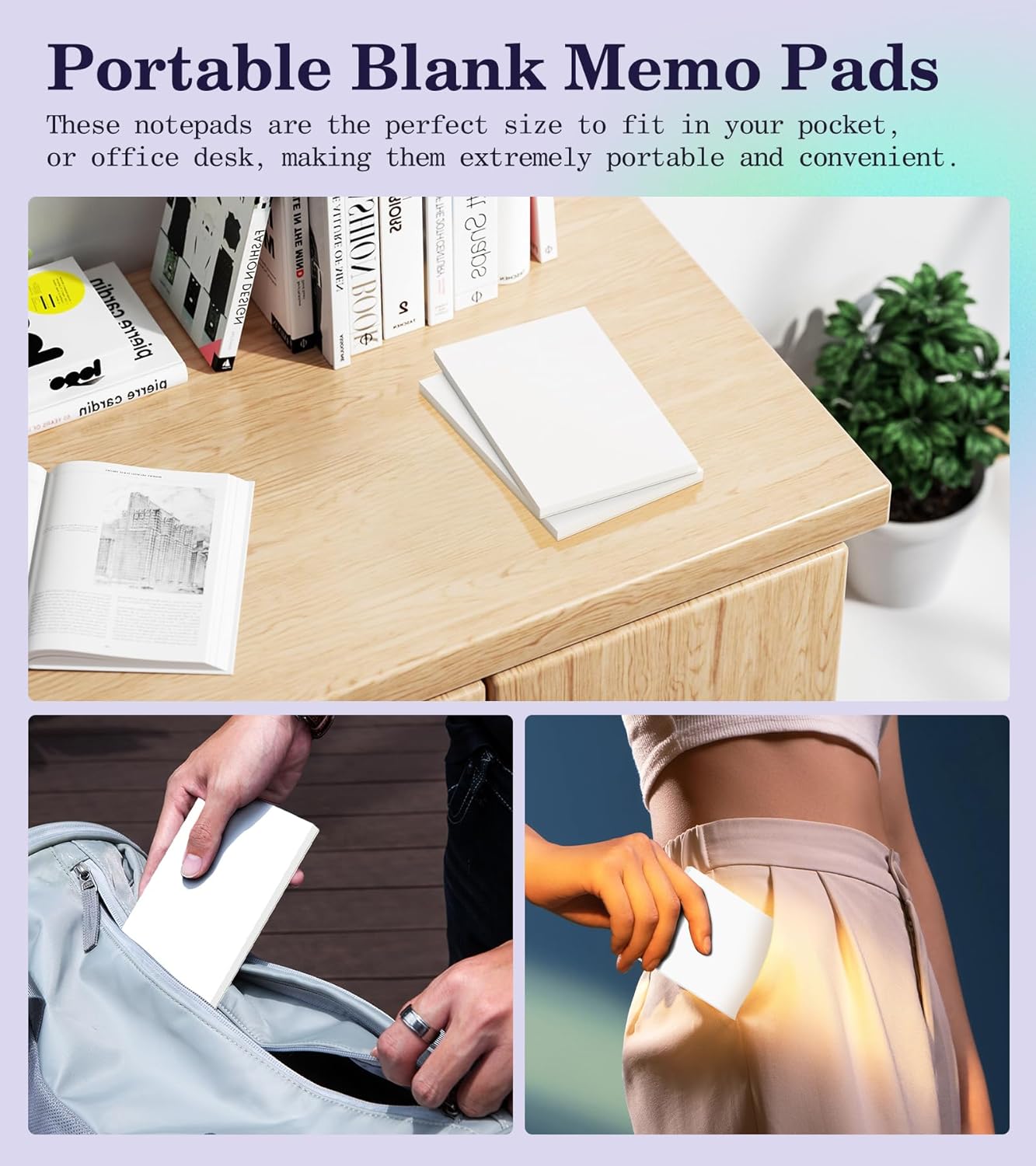 Small Note Pads 3x5 Pocket Notepad, 10 Pack Server Note Pads 3x5, White Memo Pads, Scratch Pads, Small Writing Pads White Paper, 50 Sheets per Blank Mini Notepads 3x5 Scratch Paper for Work/School