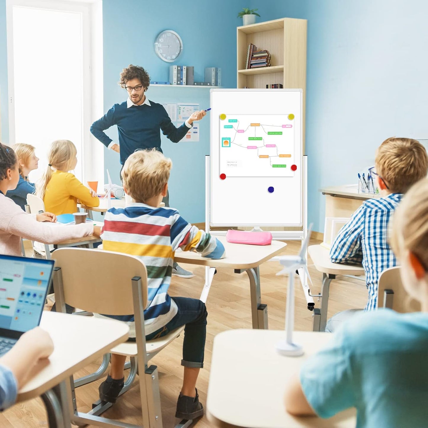 H-Qprobd Magnetic Whiteboard Mobile Dry Erase Board with Stand 40"x28" Double Side Rolling Whiteboards on Wheels for Home, Office & School